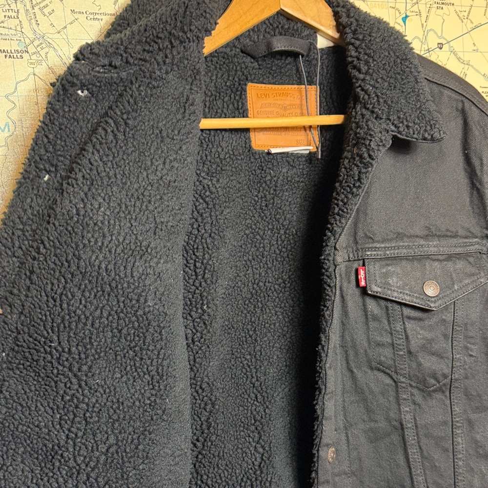 Levi’s TYPE III SHERPA TRUCKER JACKET Unisex, Sherpa, Blackout - Picture 7 of 16